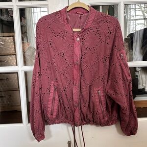 Free People Magenta Bomber Jacket
